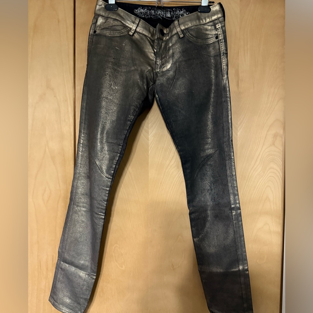 Express Women's Metallic/Black Skinny Jeans